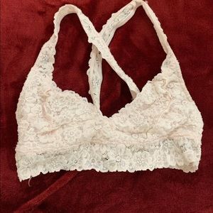Lacy pink crossback bralette
